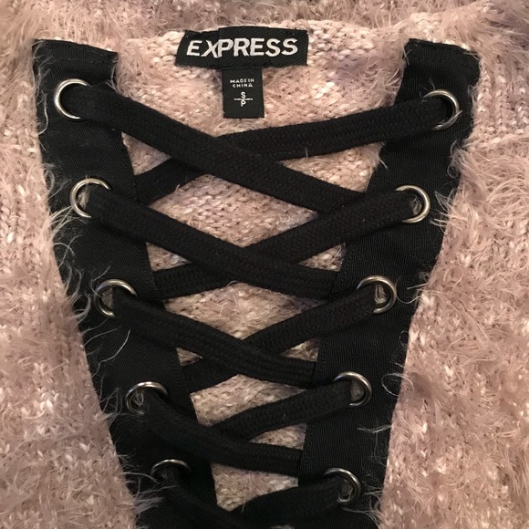 Sweater - Lace Up / Fuzzy - Picture 3 of 3